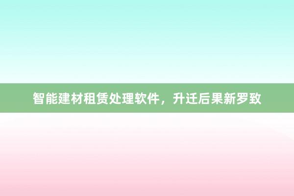 智能建材租赁处理软件，升迁后果新罗致