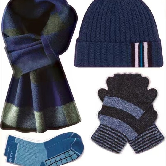 男士保暖四件套圍巾帽子手套襪子新年清明寒衣燒紙